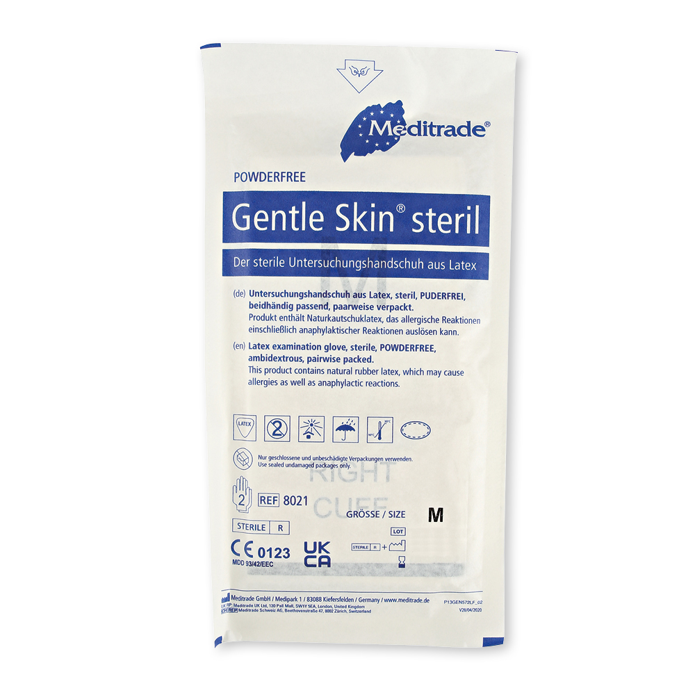 Meditrade Gentle Skin®sterile examination gloves made of latex in individual packaging
