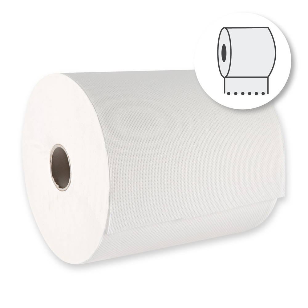 Paper towel rolls, 2-ply made of cellulose, outside unwinding