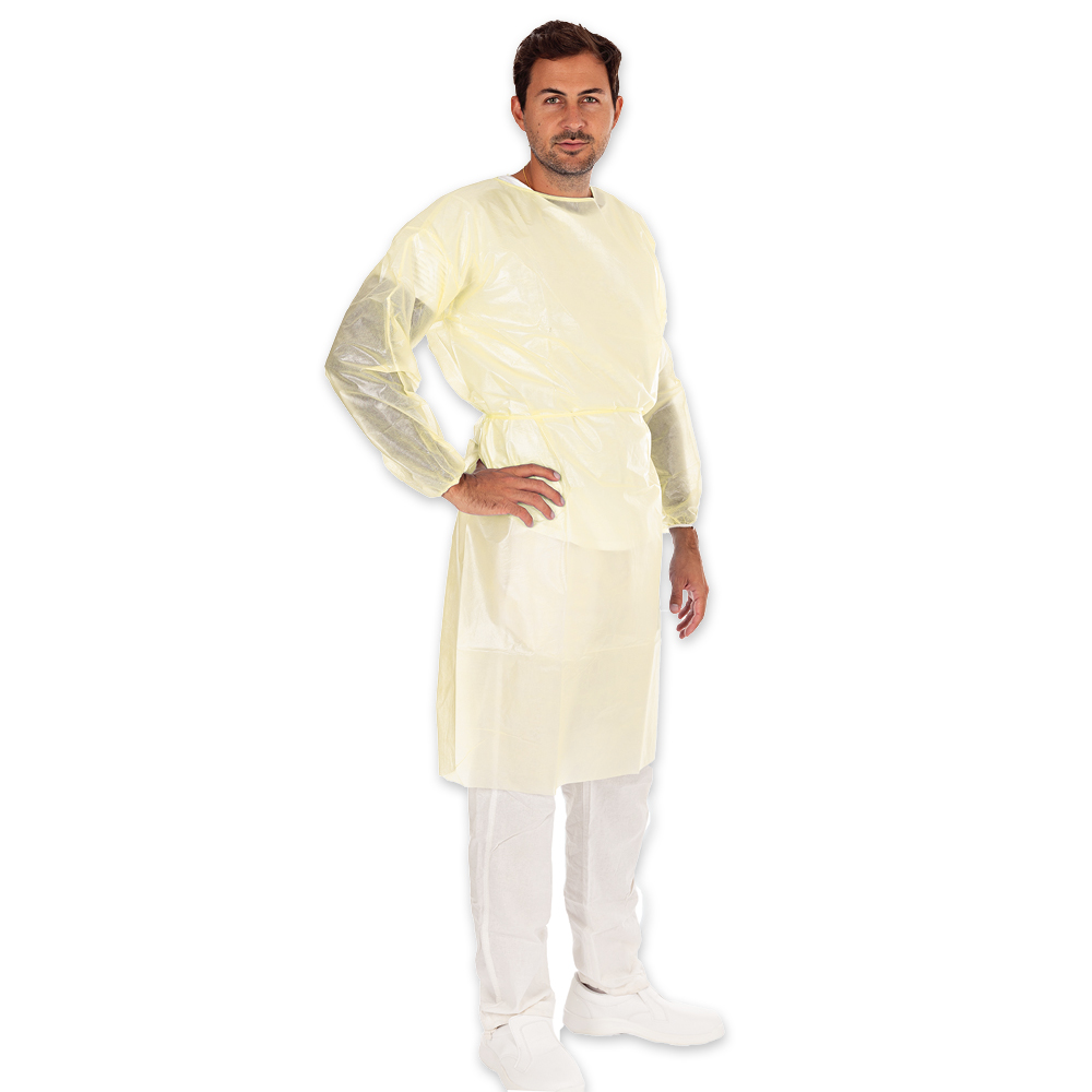 Protective gowns type PB 6B made of PP, PE fully laminated, yellow