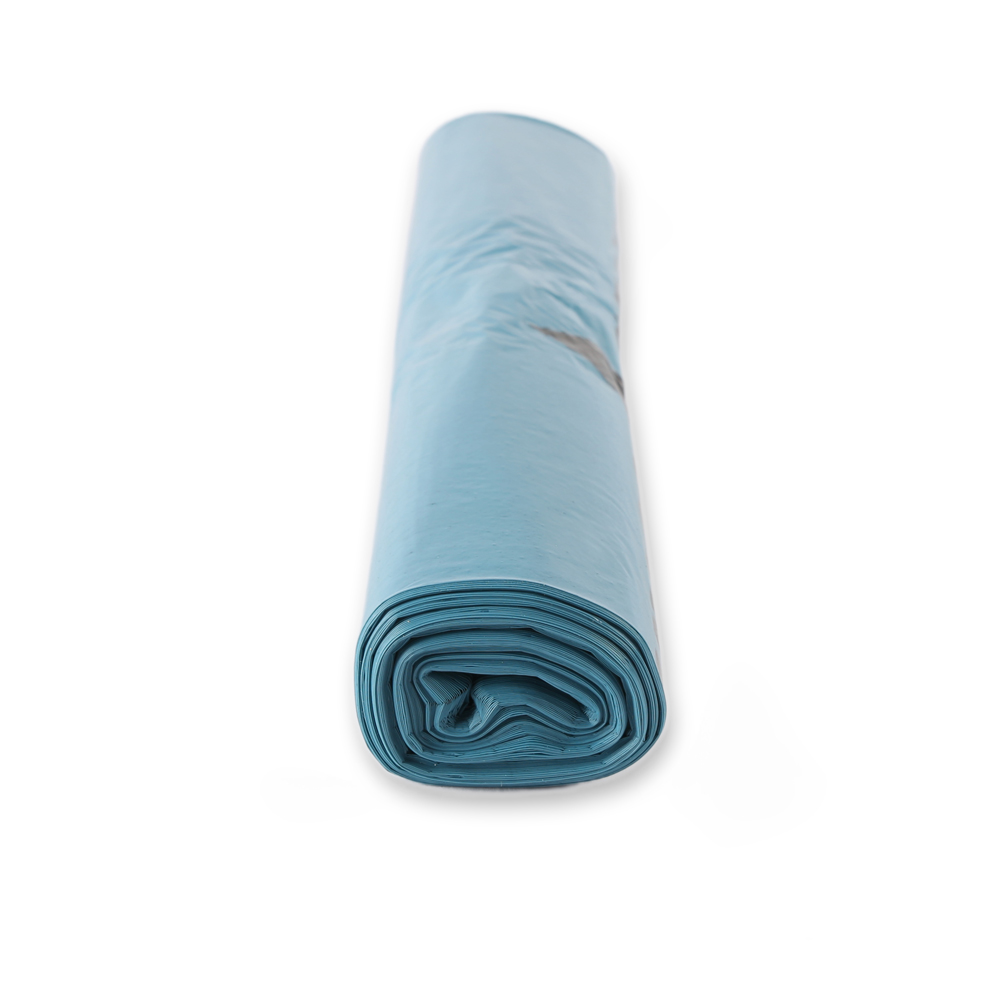 Garbage bags Eco, 60 l made of LDPE on roll in blue in the side view