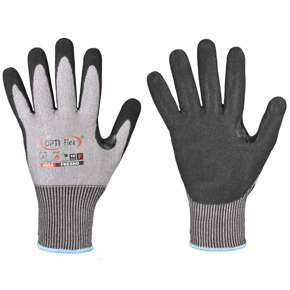 Opti Flex® Fresno 0854, cut protection gloves in the front and back view