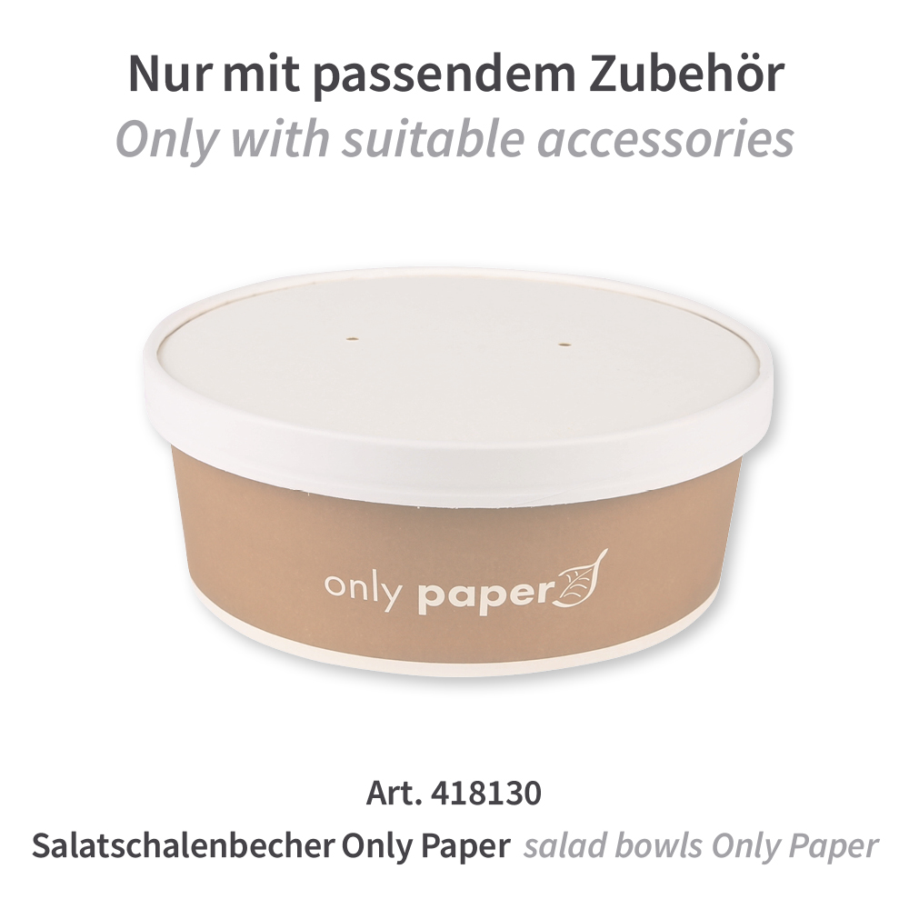 Organic lids Only Paper for salad bowls made of paperboard with 18,5cm with suitable accessoires