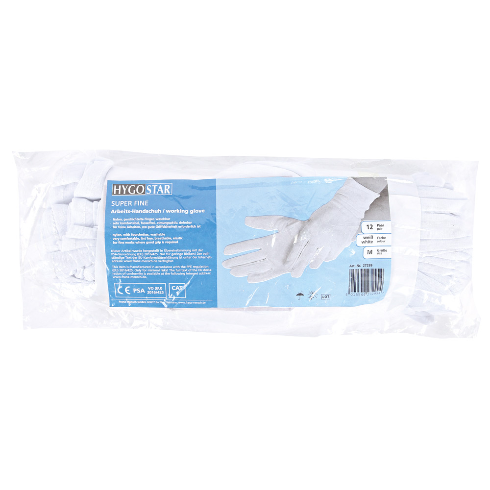 Nylonhandschuhe Superfine in weiß in der Verpackung
