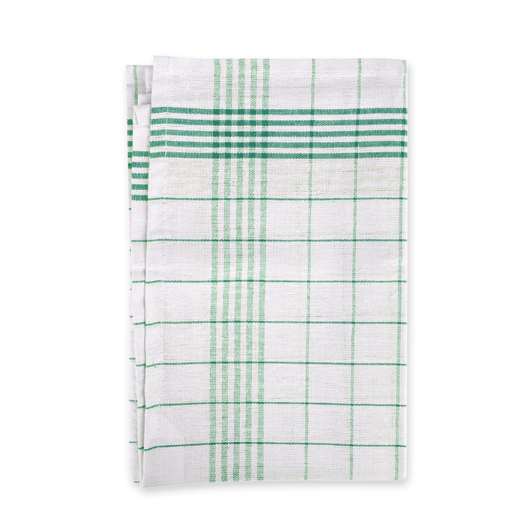 Dish towels half-linen made of cotton and linen, folded, green