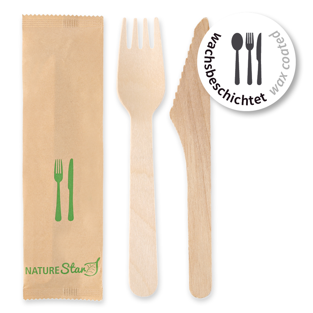 Organic cutlerty sets simple made of wood FSC® 100%, wax coated