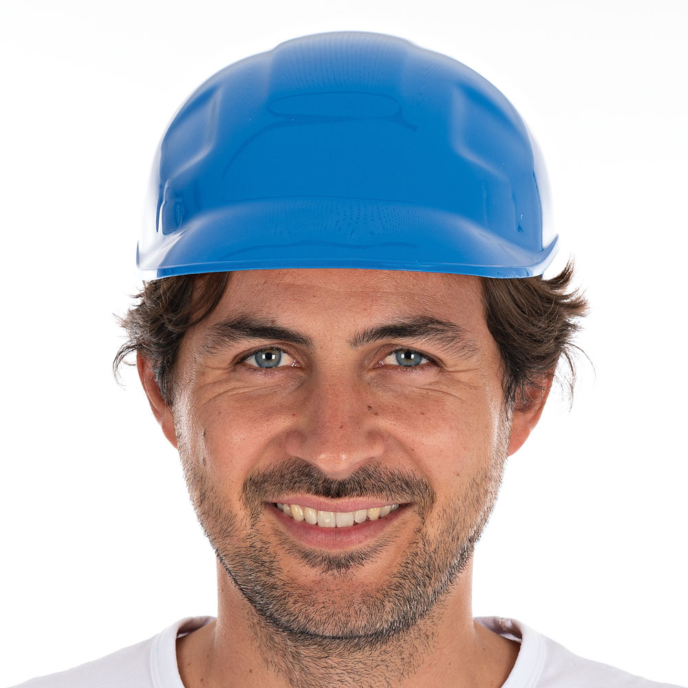 Bump cap "Safe", PE in the front view, blue