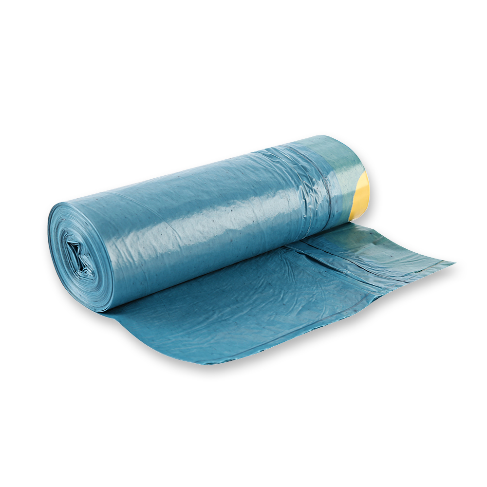 Garbage bags with drawstring Eco, 30 l made of LDPE on roll in the oblique view