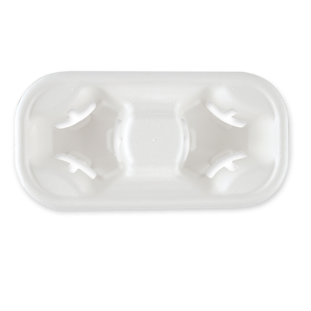 Organic cup holder Double made of bagasse, top view