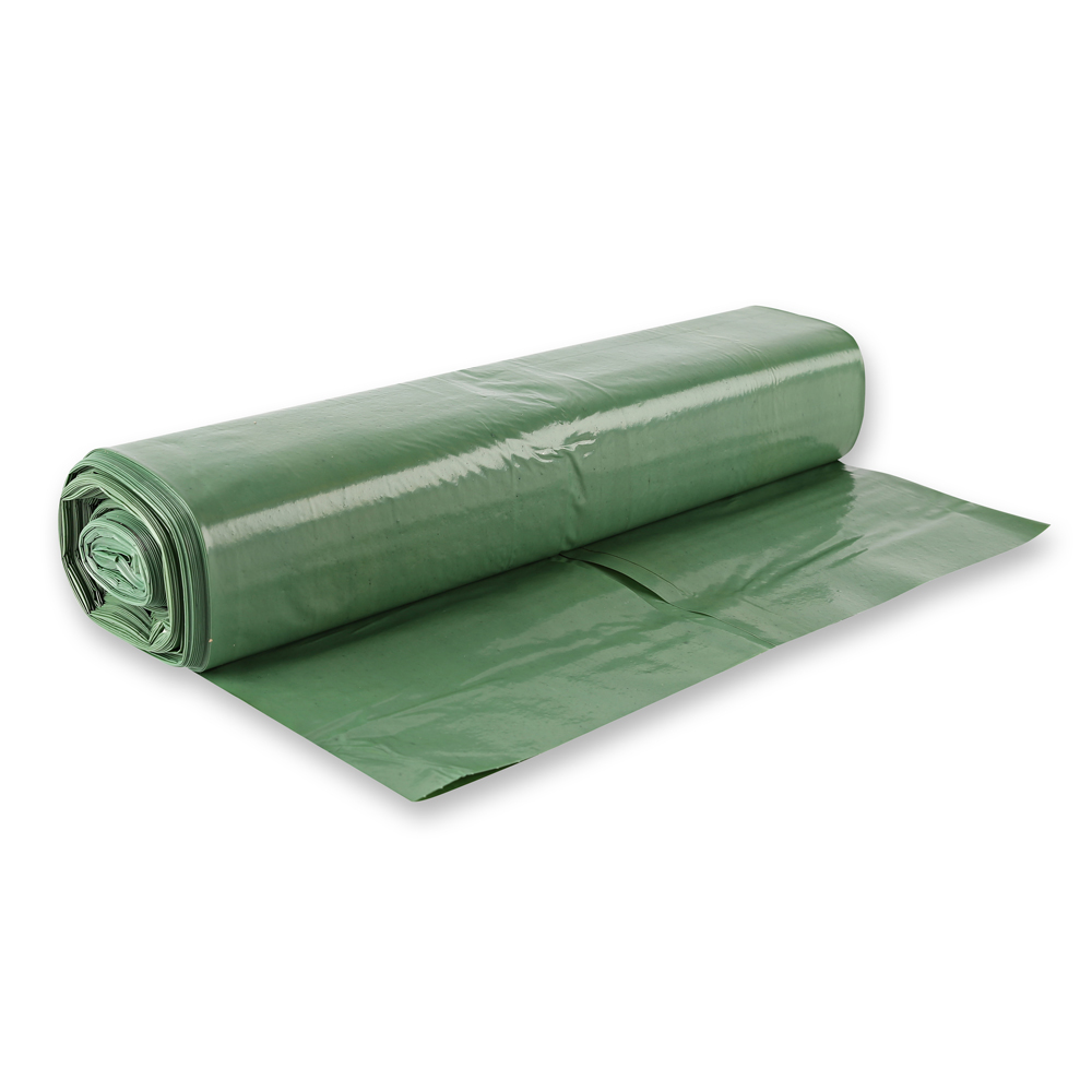 Waste bags, 120 l made of LDPE on roll in green in the back view