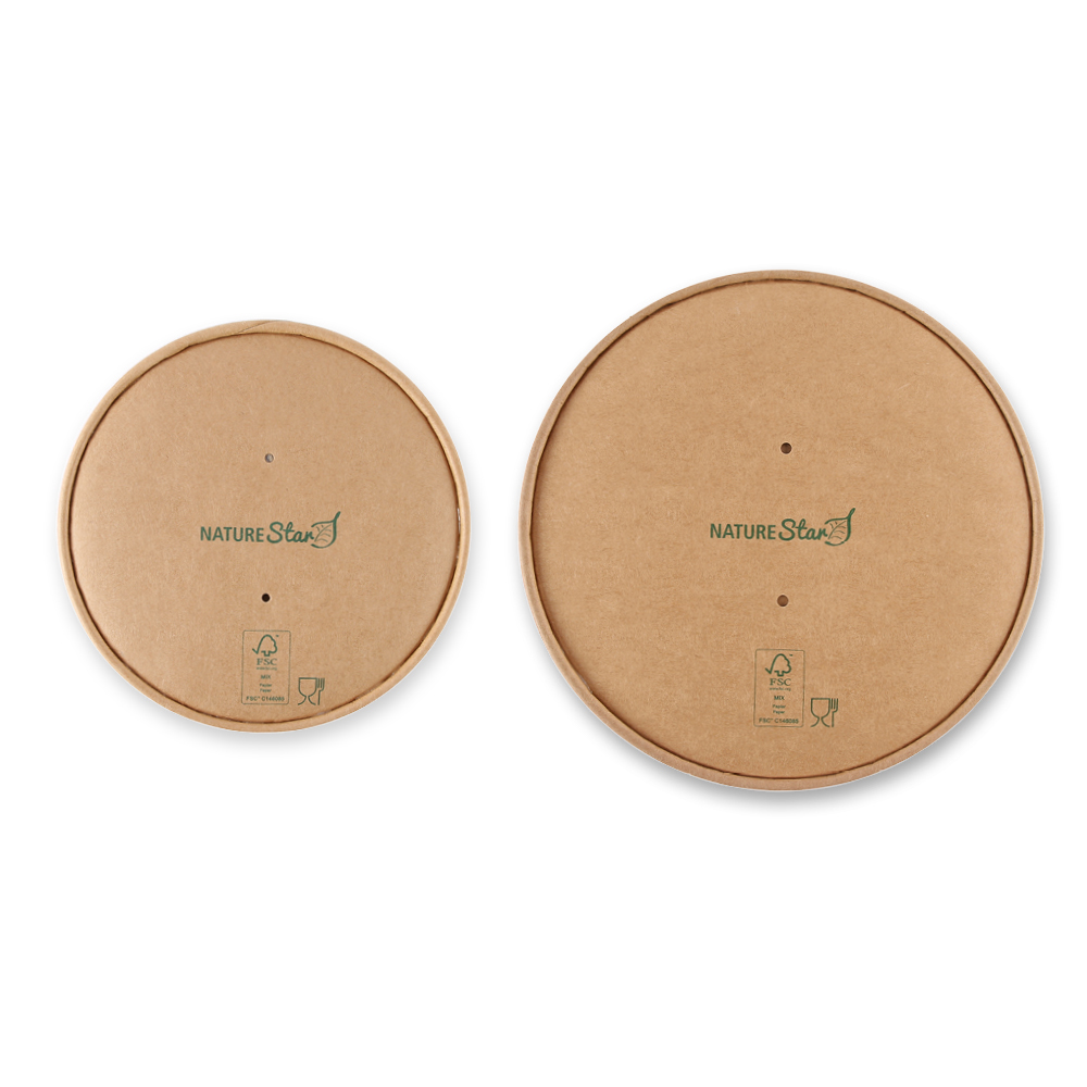 Organic lids for salad bowls Caesar made of kraft paper/PE, FSC®-mix, in different sizes