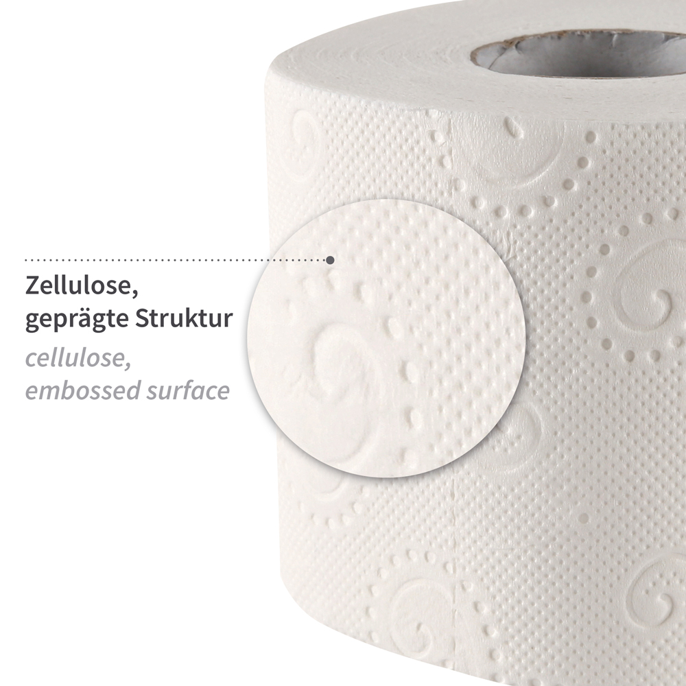 Toilet paper, small roll, 3-ply made of cellulose, material