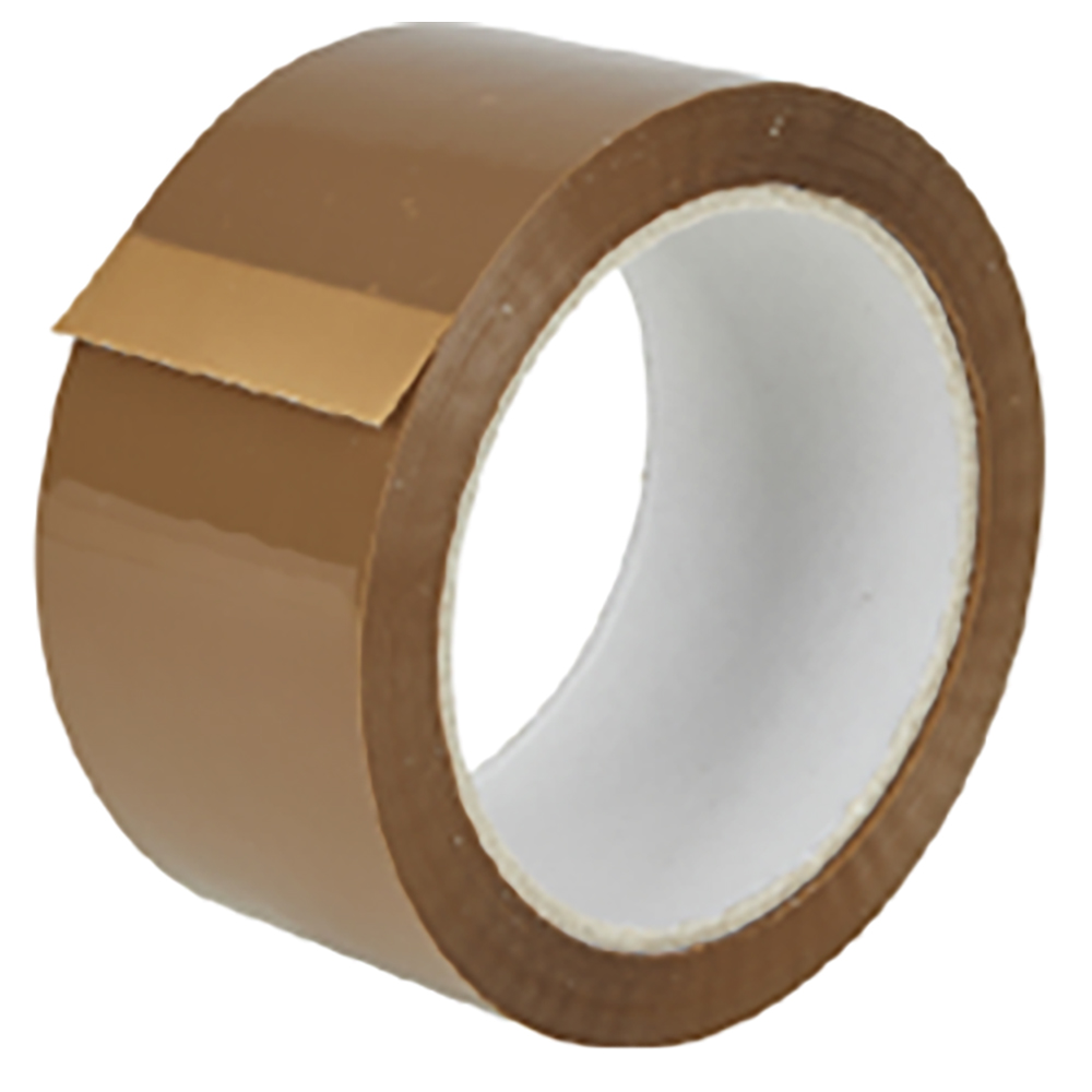 Packaging tape with acrylic adhesive, low-noise made of PP in brown