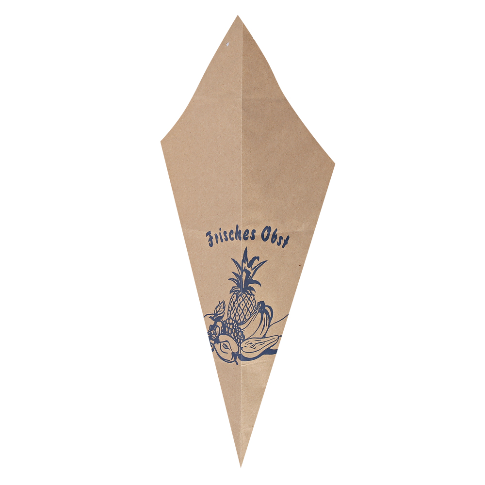 Organic conical bags for fruit made of kraft paper, 750 gram in the front view