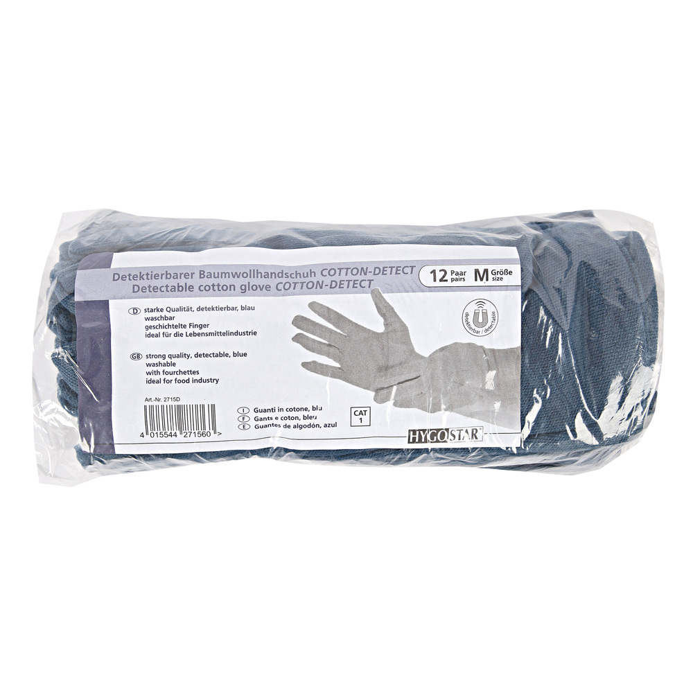 Cotton gloves Cotton Detect detectable in blue in the package