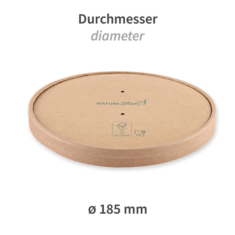 Bio Deckel für Salatschalen Caesar aus Kraftpapier/PE, FSC®-Mix, 185mm Durchmesser