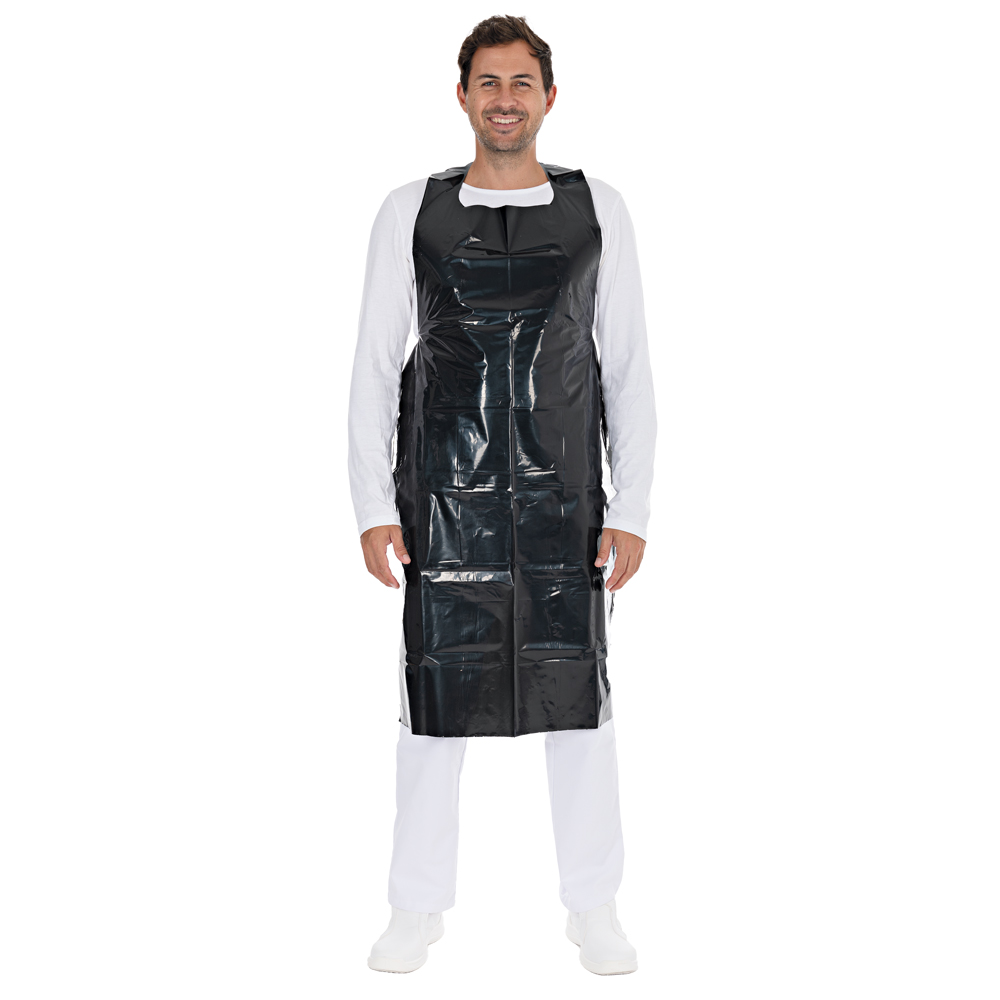 Disposable aprons approx. 60 my made of LDPE in black in the front view