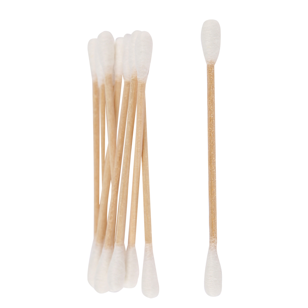 Cotton swab made of wood and cotton, single