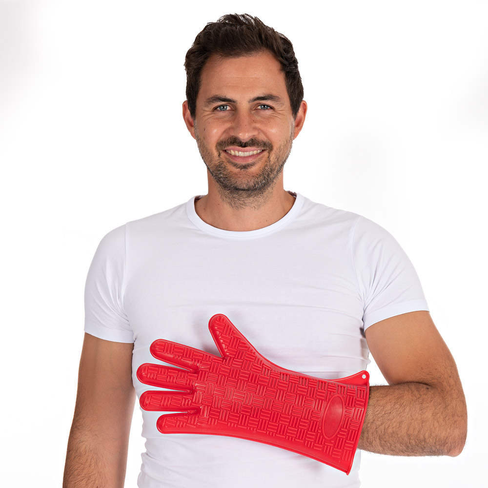 Oven gloves Heatblocker made of silicone with a cuff of 35cm in the front view