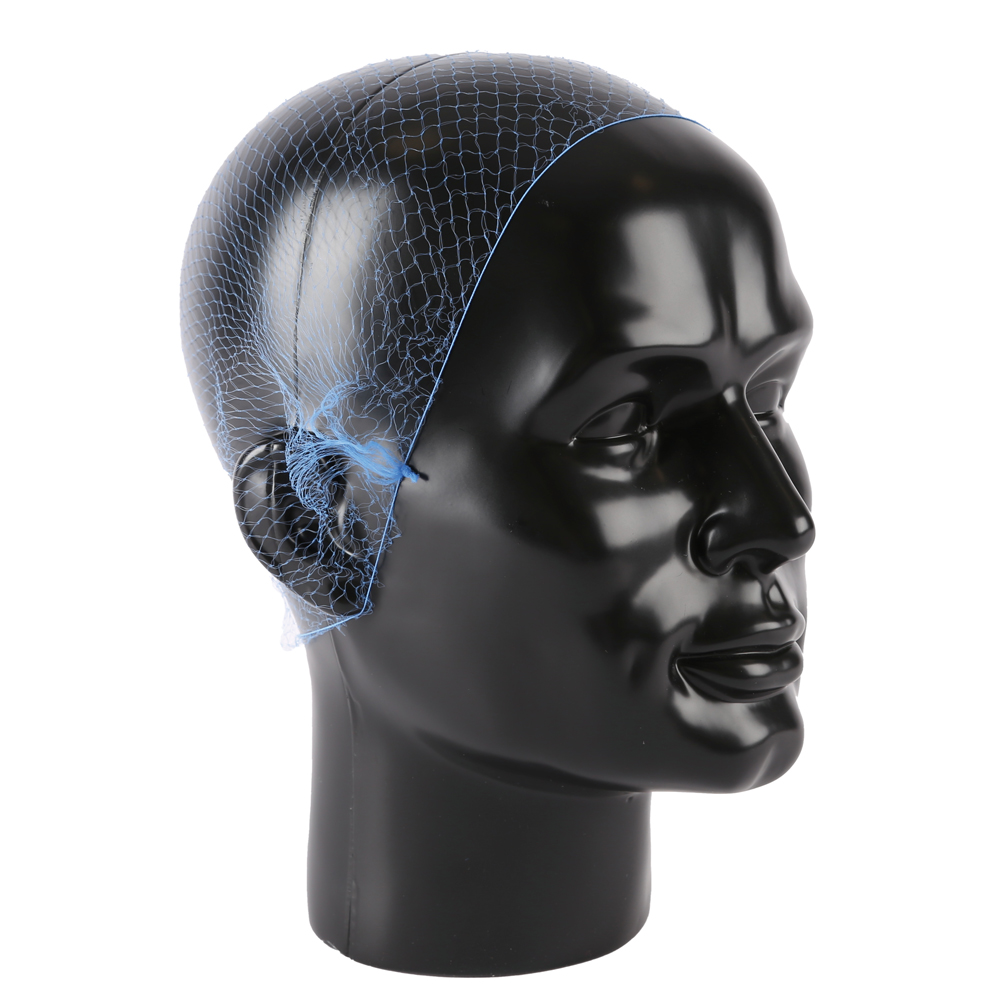 Hair nets made of nylon in blue in the oblique view