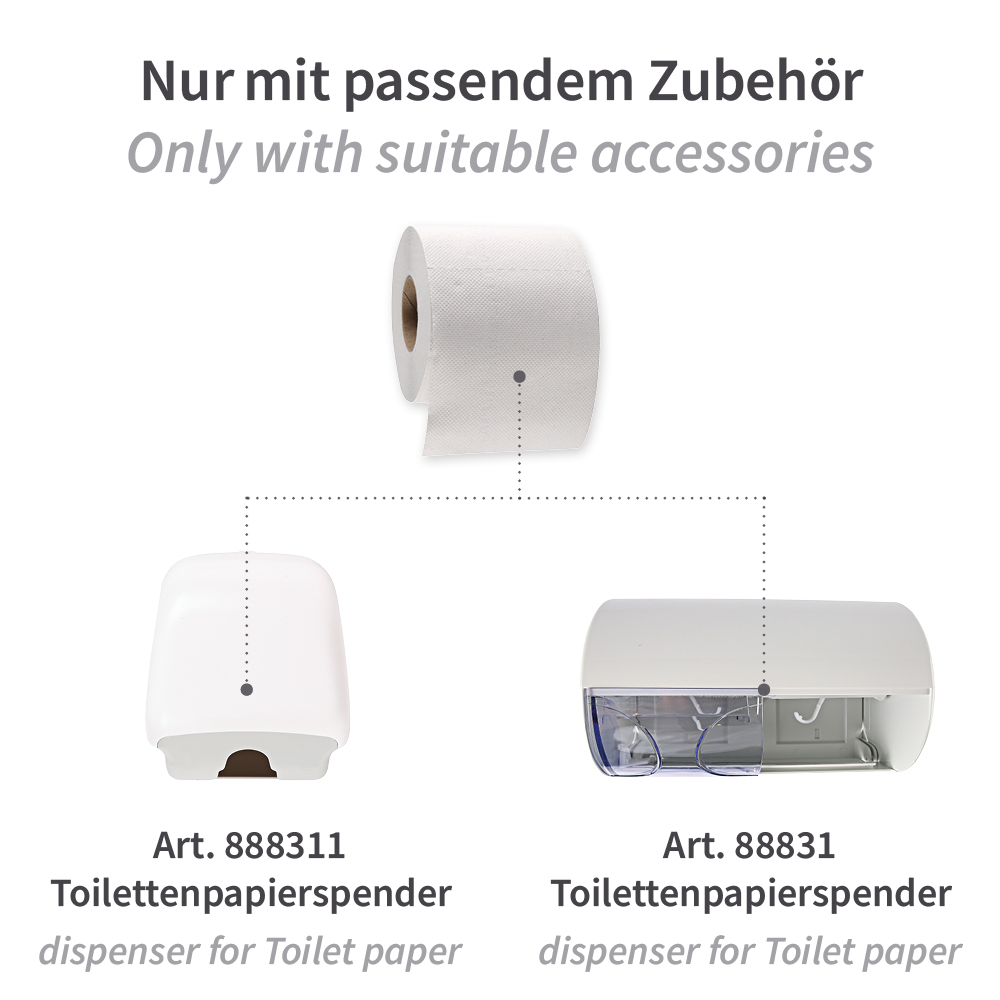 Toilettenpapier, Kleinrolle, 2-lagig | Recyclingpapier, Zubehör Toilettenpapier, Kleinrolle, 2-lagig aus Recyclingpapier, Zubehör