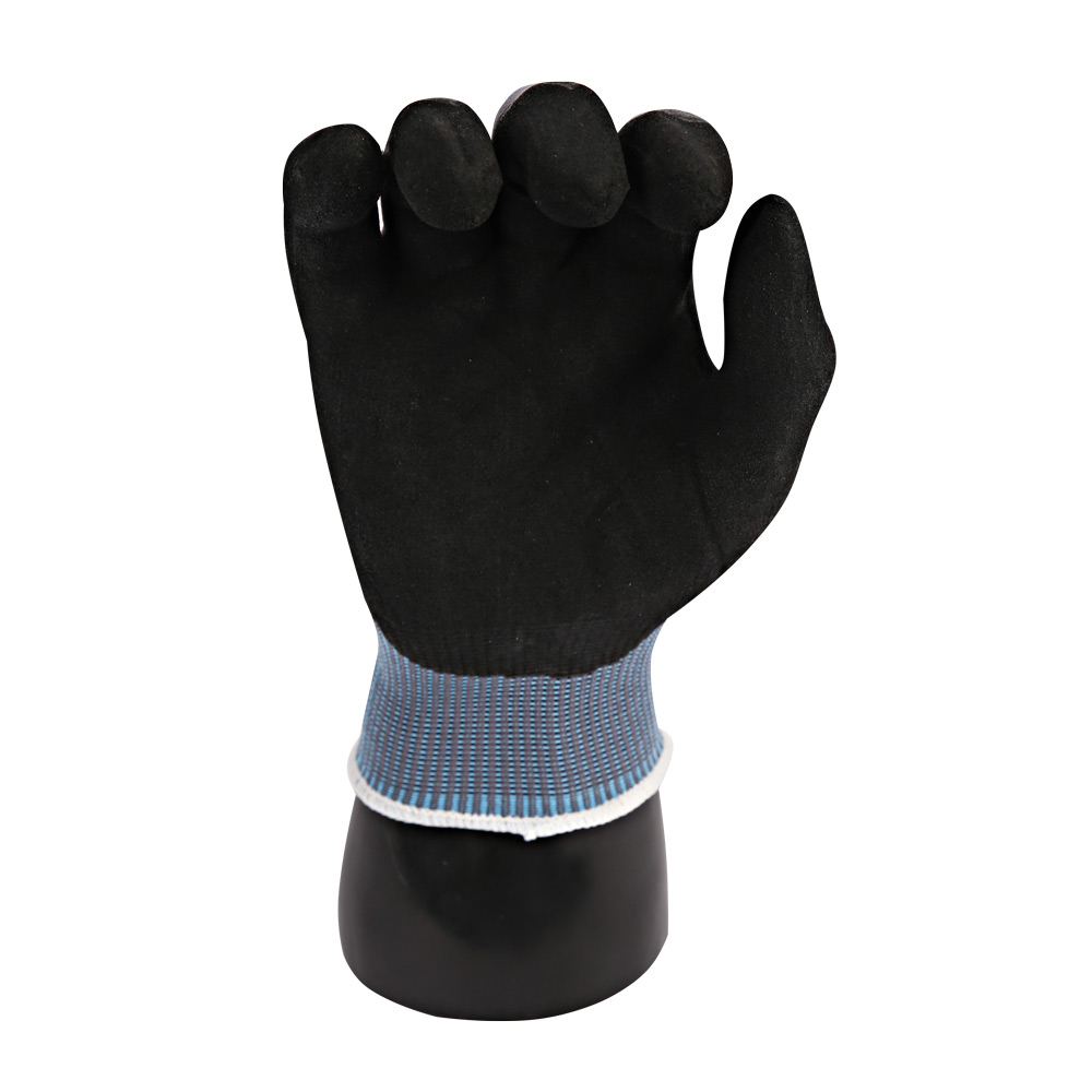 Fine knit gloves Ergo Star with nitrile mircofoam coating with view of the palm