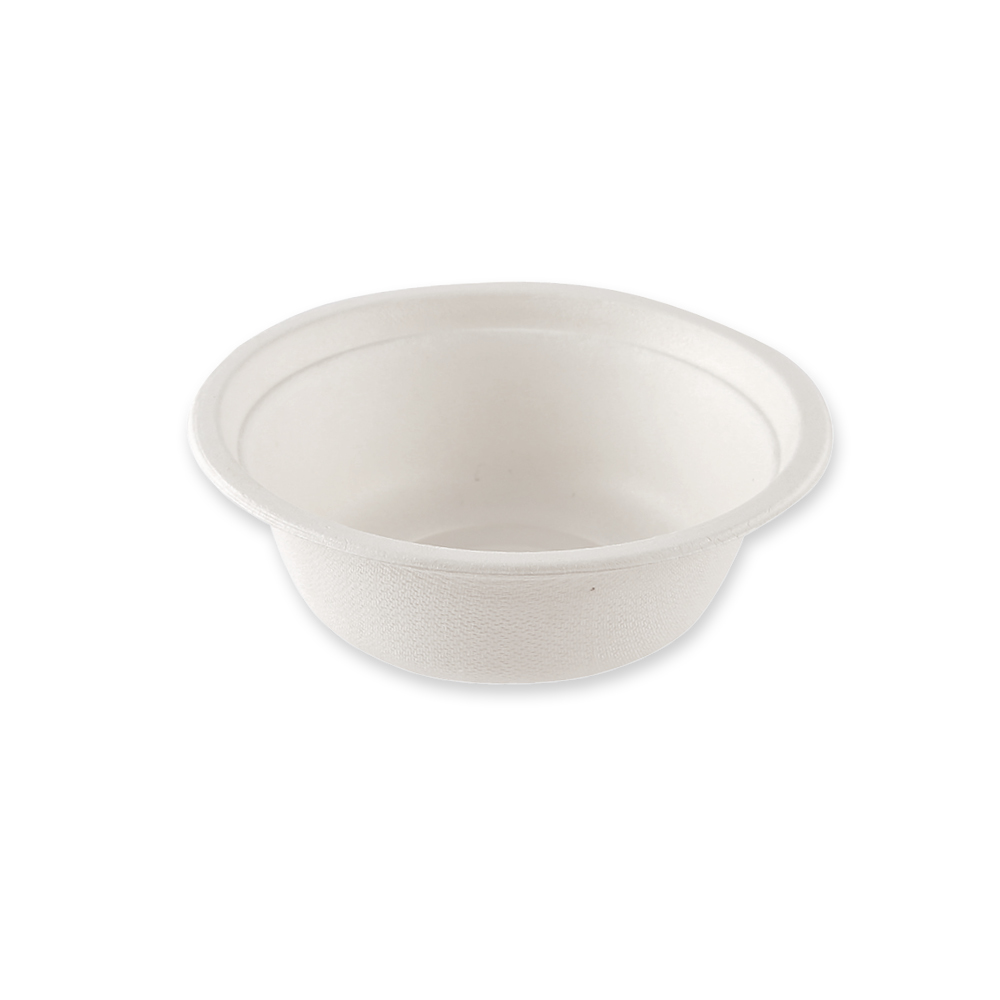 Organic bowls deep, round, made from bagasse in side view