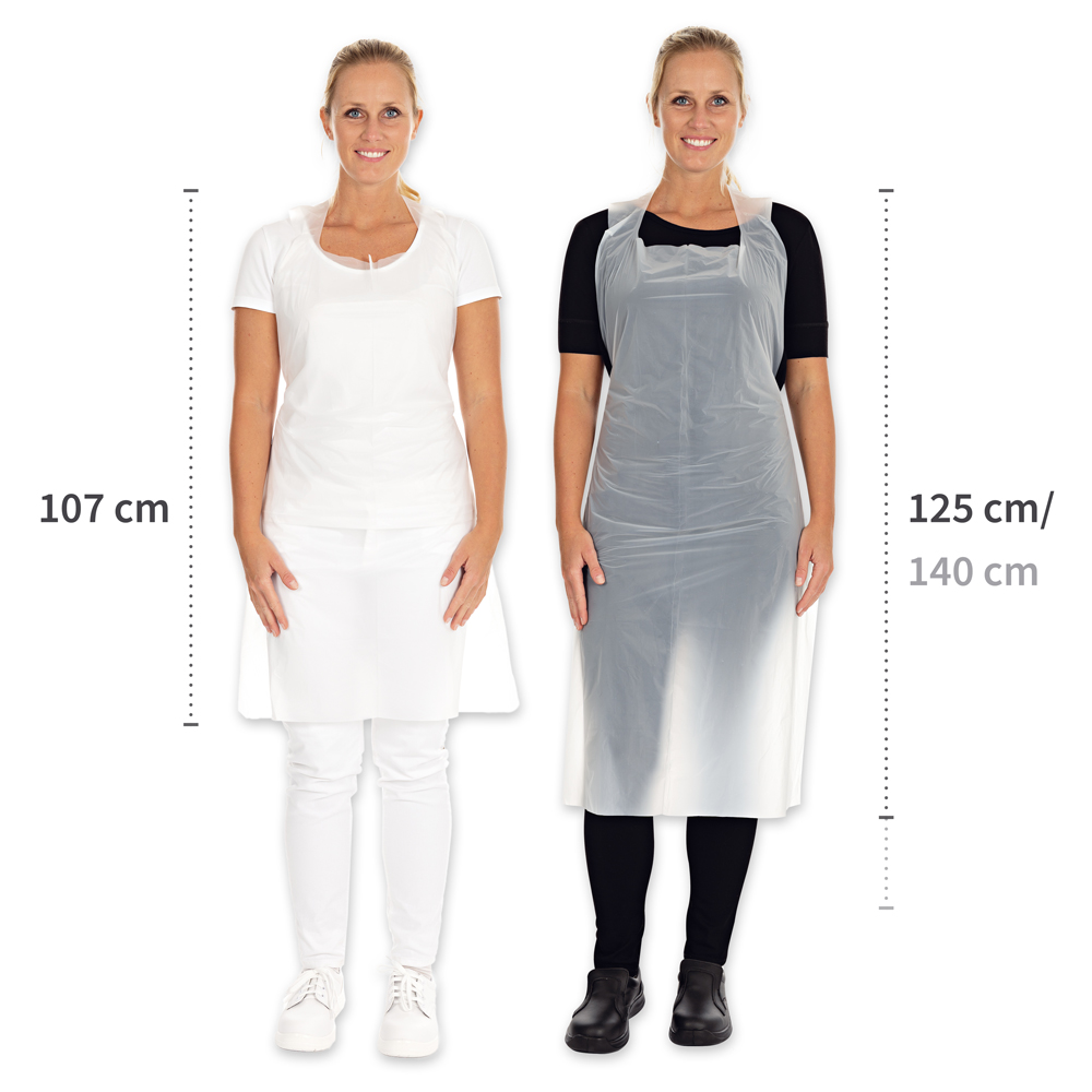 Organic disposable aprons approx. 20 my made of PLA two different dimensions 