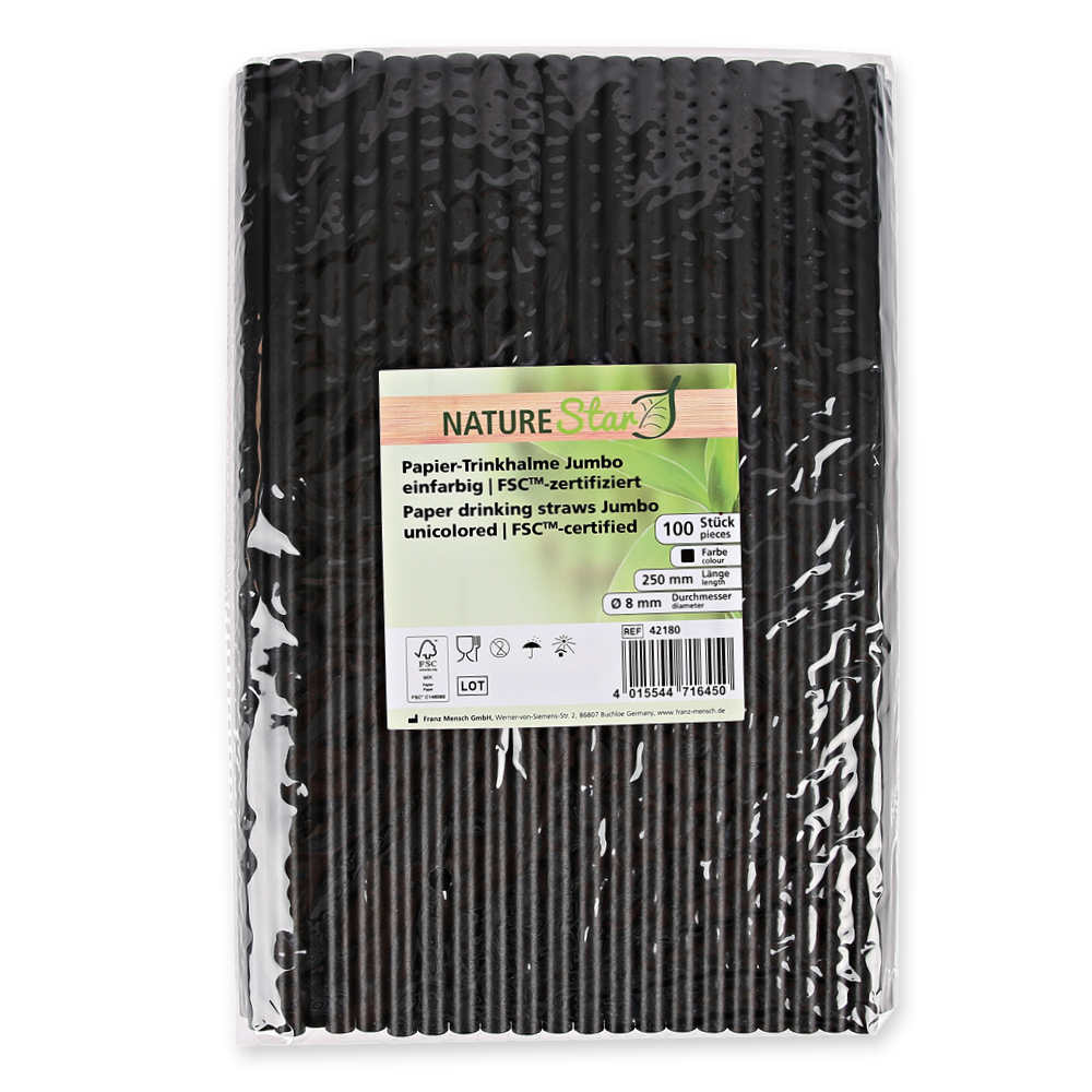 Papiertrinkhalme Jumbo, einfarbig, FSC®-Mix