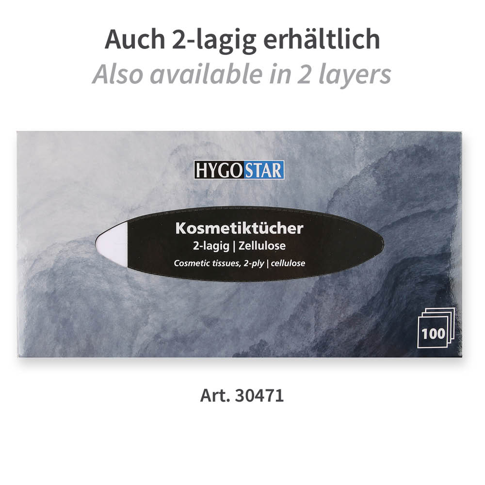 Kosmetiktücher, 3-lagig | Zellulose, andere Variante Kosmetiktücher, 3-lagig aus Zellulose auch 3-lagig erhältlich