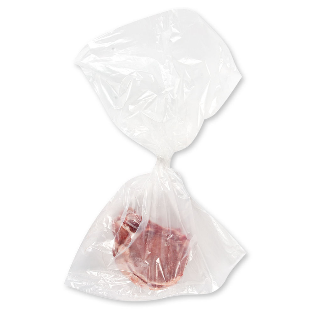 HDPE meat bag in white top view 