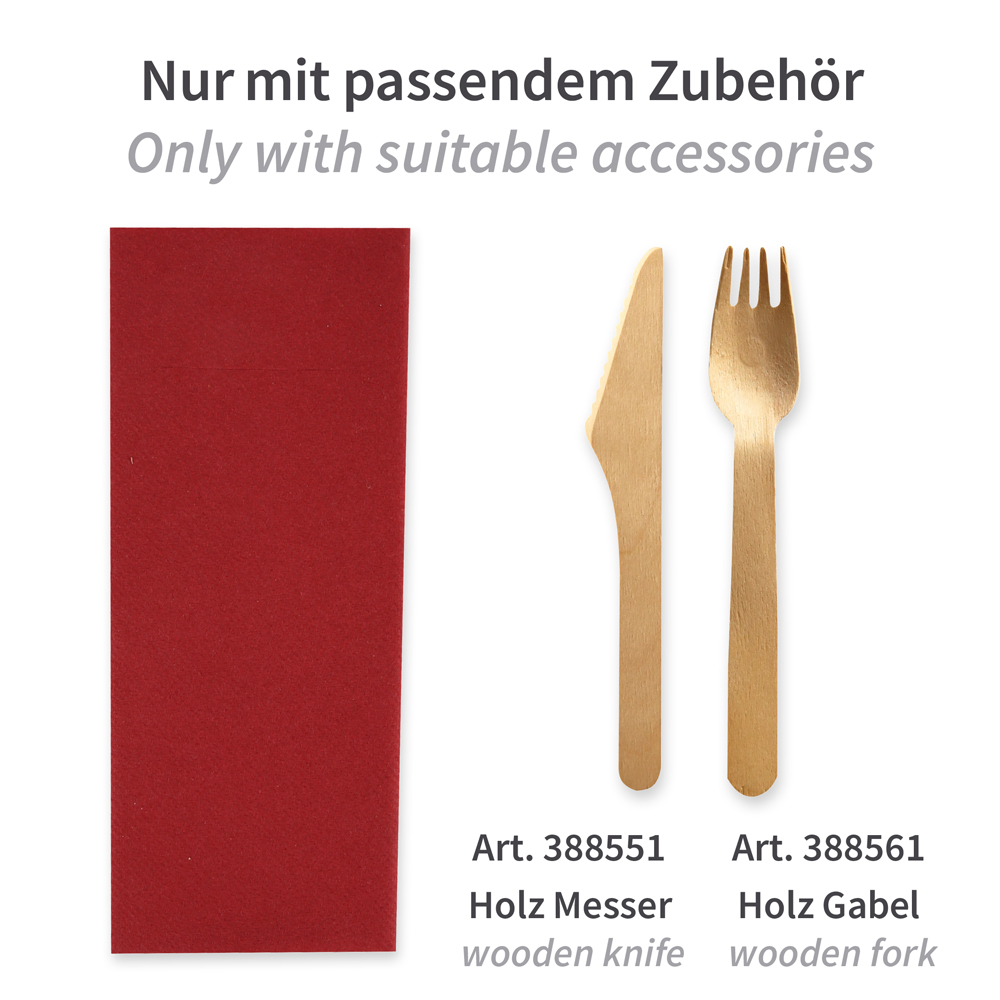 Cutlery napkins, 40x33cm, 1-ply with 1/8 fold, airlaid, FSC®-mix, accessories, bordeaux