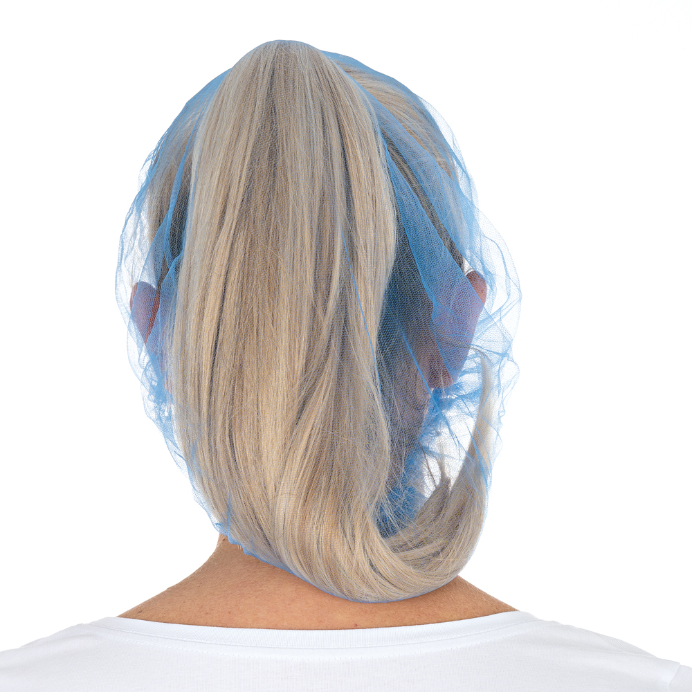Baretthauben Micromesh Soft aus Nylon in blau in der Rückansicht