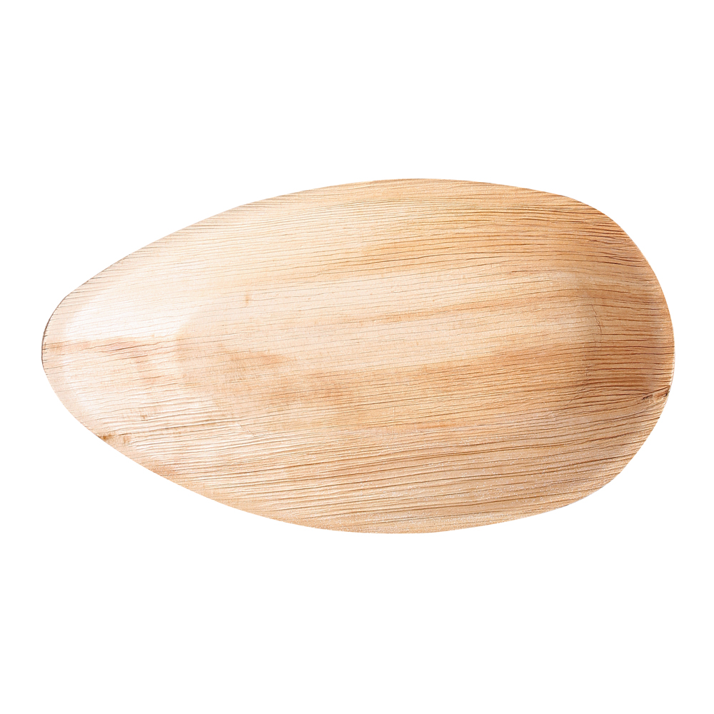 Teller oval aus Palmblatt mit 320x175x22mm mit glatter Unterseite