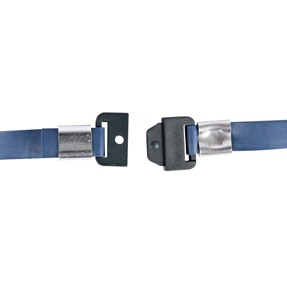 Safety lanyards made of silicone rubber detectable in blue opened