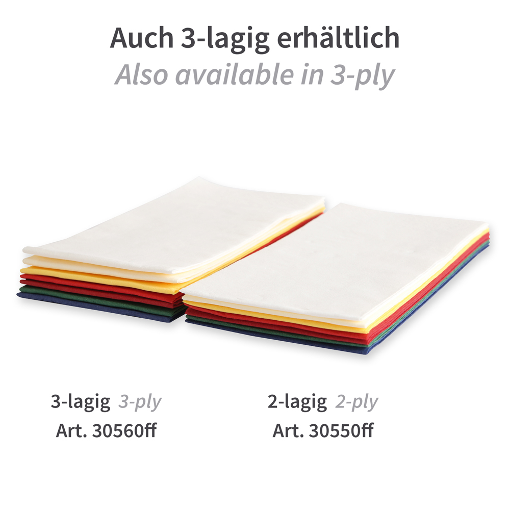 Servietten "Classic" 33 x 33 cm 1/8-Falz | 2-lagig, FSC®-zertifiziert, Varianten Servietten "Classic" 33 x 33 cm 1/8-Falz, 2-lagig, FSC®-zertifiziert, Varianten