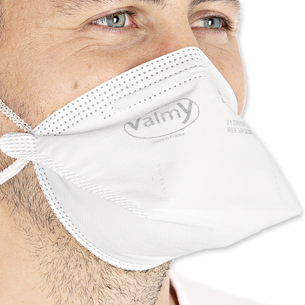 Atemschutzmasken FFP3 NR, horizontal faltbar aus PP in der Nahansicht 