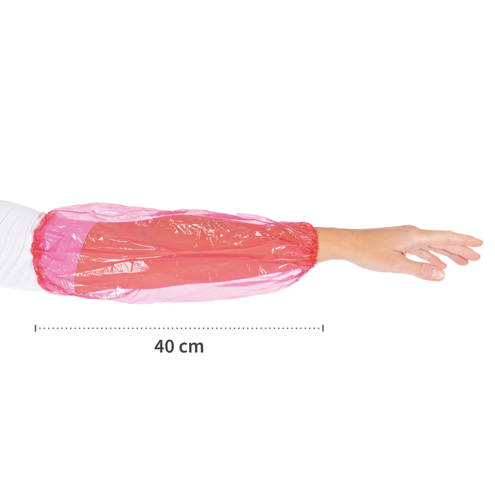 Sleeve protector Light from PE in the front view with the length in the color red