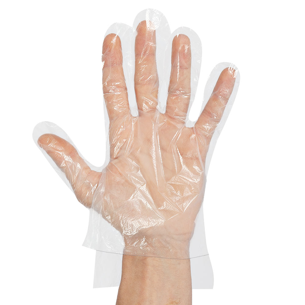 HDPE gloves Polyclassic Strong with offset in transparent