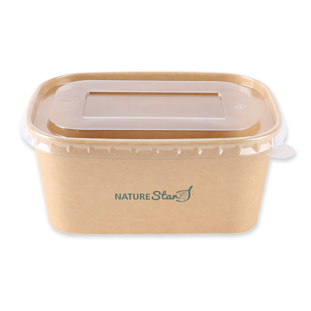 Organic trays Takeaway made of kraft paper/PE FSC®-mix 1000ml in brown with lid
