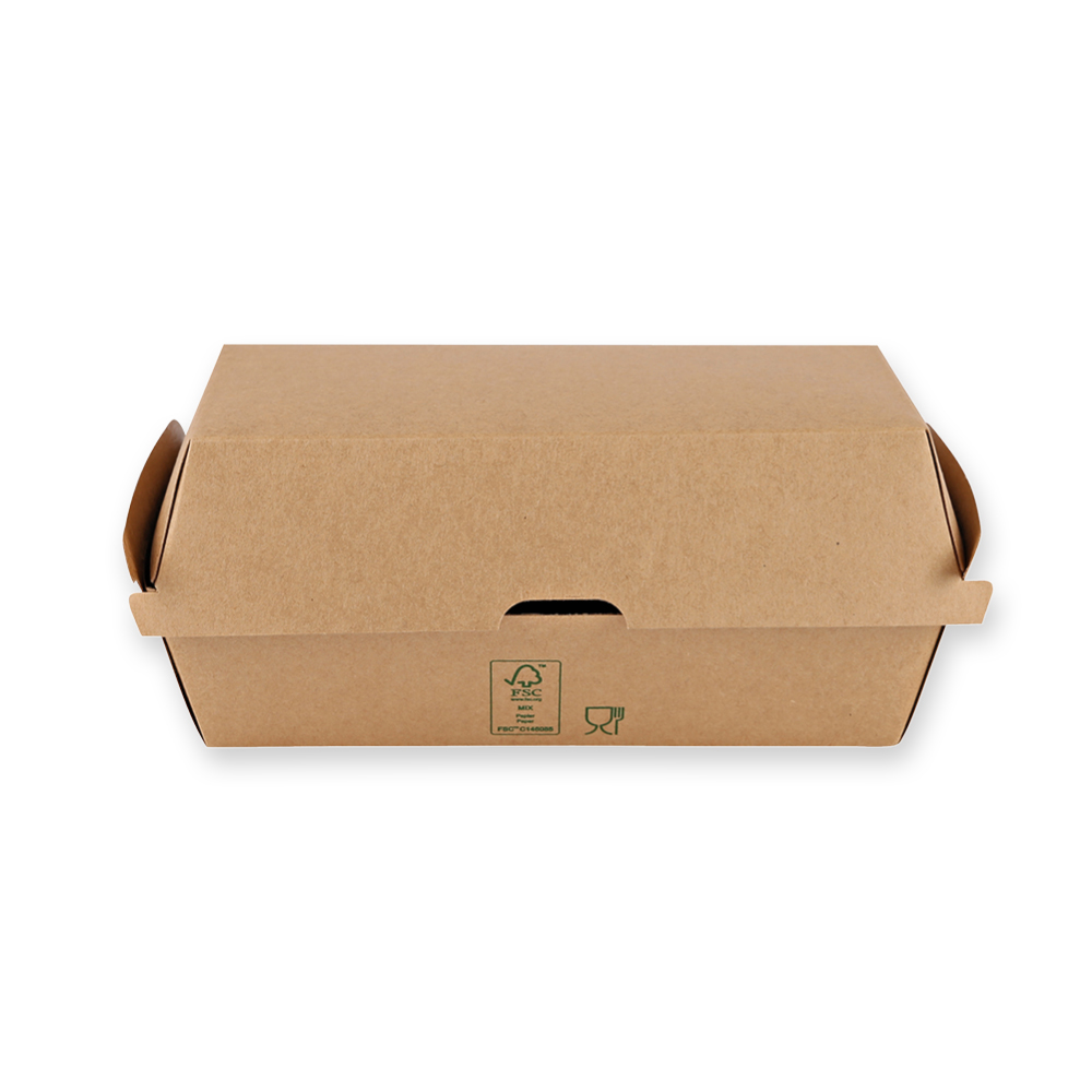 Bio Sandwich-Boxen Club aus Kraftpapier/PE, FSC®-Mix, Frontansicht