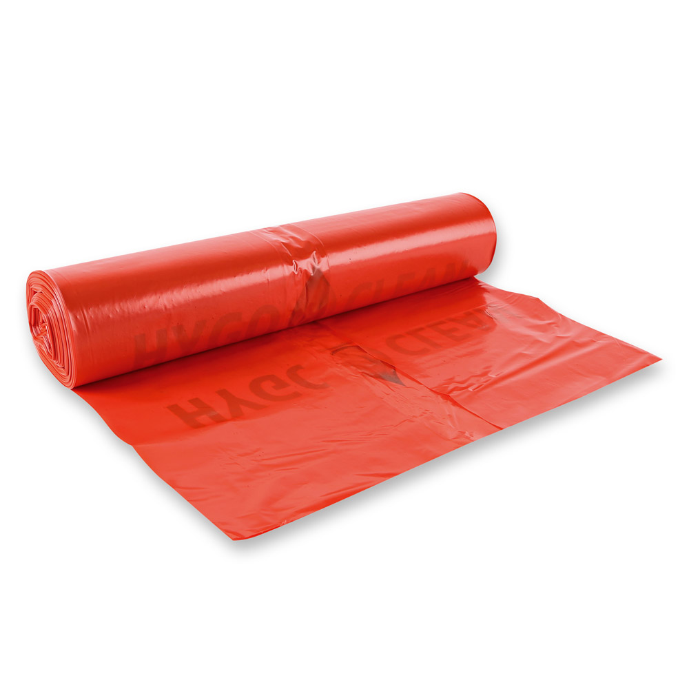 Waste bags Light, 120 l made of LDPE on roll in red in the back view