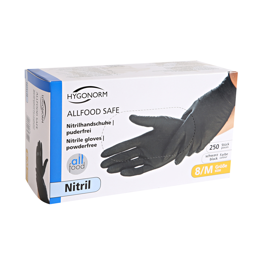 Nitrile gloves Allfood Safe powder-free in black in the dispenser box