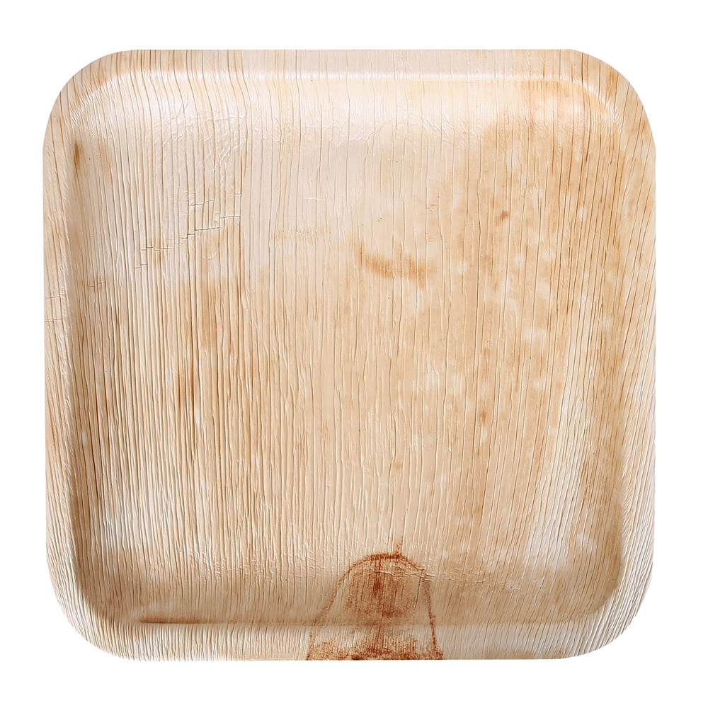 Biodegradable plate square made of palm leaf 24cm long