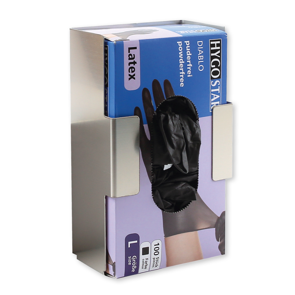 Glove dispenser Single in stainless steel with item preview