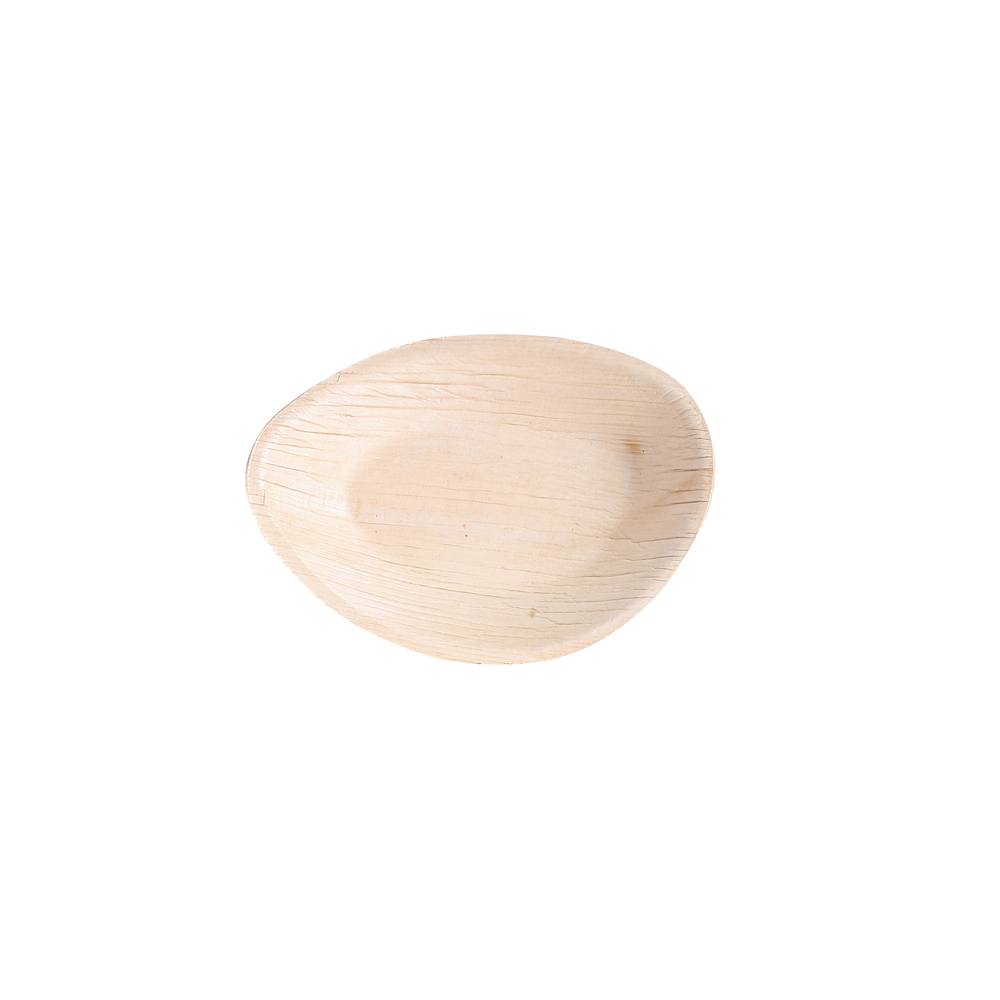 Teller oval aus Palmblatt mit 170x120x18mm mit glatter Unterseite