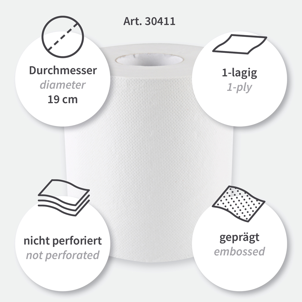 Paper towel rolls, 1-ply made of recycled paper, centerfeed, features