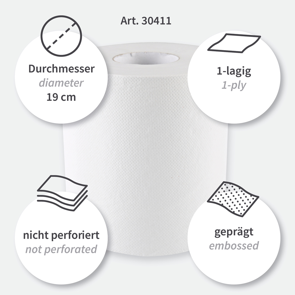 Papierhandtuchrollen, 1-lagig | Recyclingpapier, Innenabwicklung, Besonderheiten Papierhandtuchrollen, 1-lagig aus Recyclingpapier mit Innenabwicklung, Besonderheiten