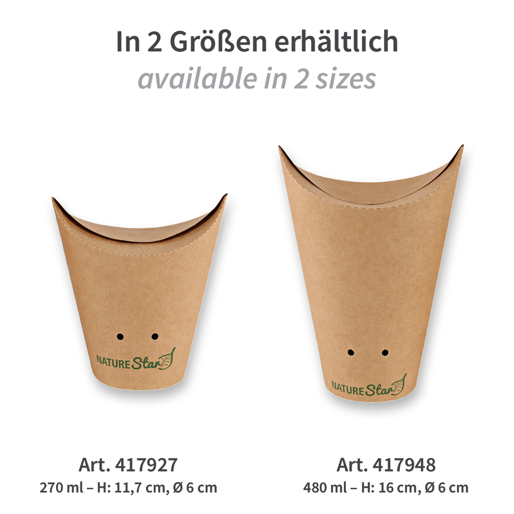 Organic snack boxes made of kraft paper/PE, FSC®-Mix, different sizes