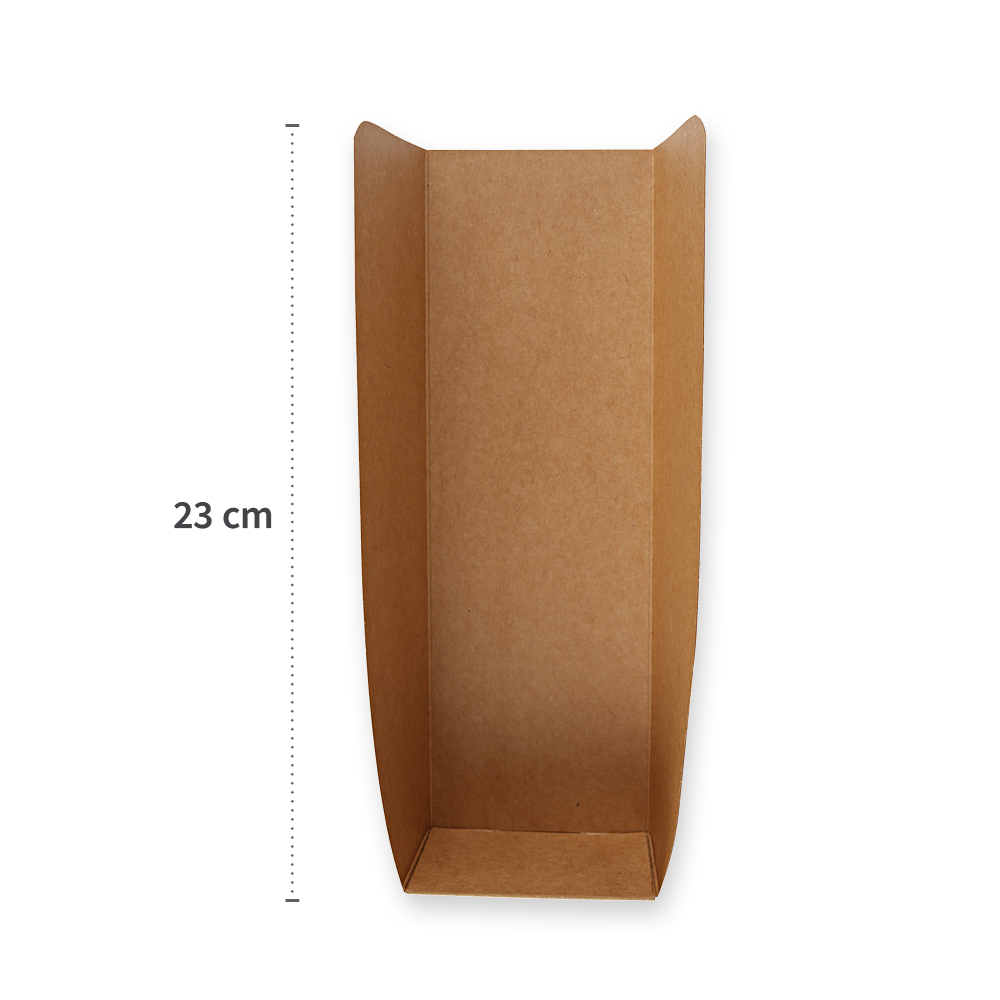 Organic hot dog trays made of kraft paper/PE, FSC®-Mix with 23cm in the top view