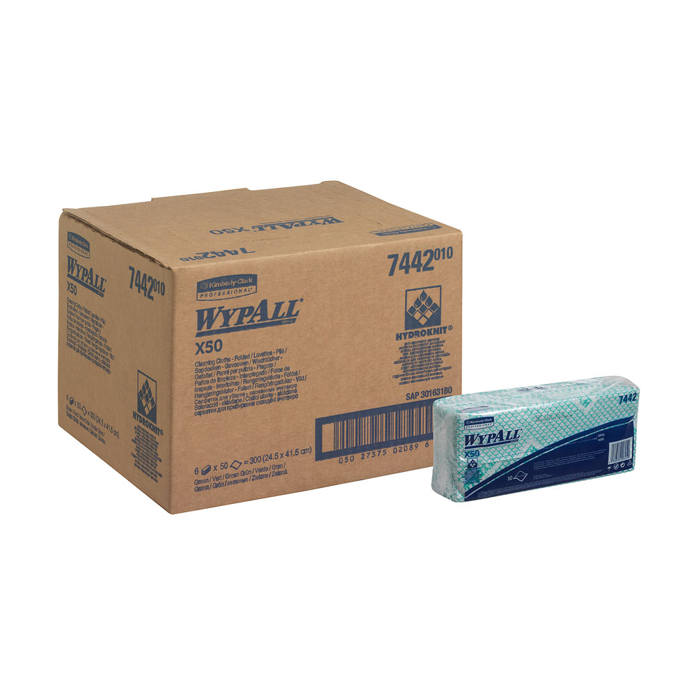 WypAll® X50 cleaning cloths, interfold in the oblique view